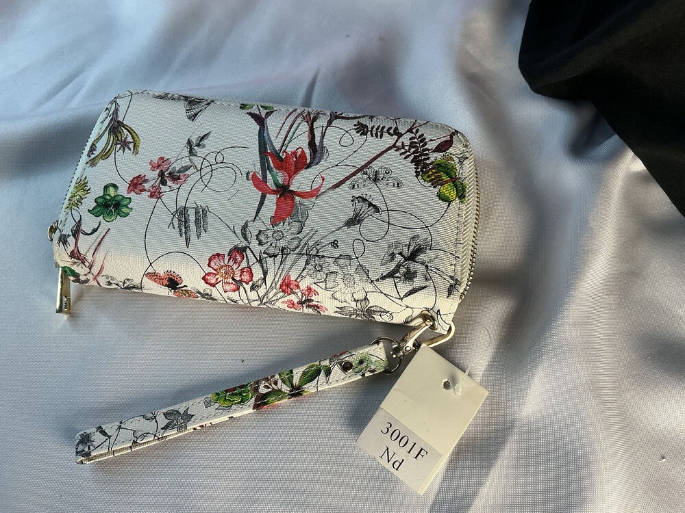 ★ Botanical Floral Double Zip Wristlet Wallet Card Organizer NWT